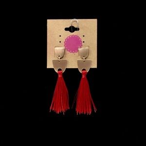 Red and gold tassel earrings